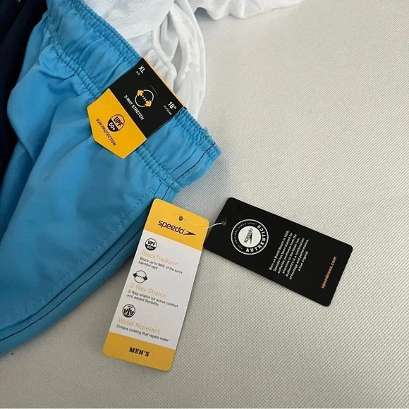 Speedo Swim Trunks Shorts Size XL (W 38) Navy Blue & Blue, Built-In Brief - Picture 8 of 11